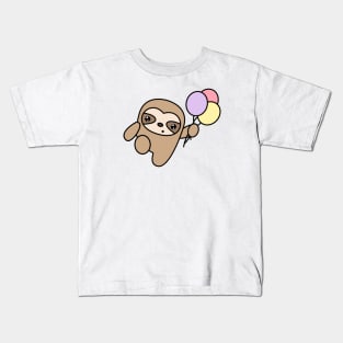 Funny sloth with three balloons Kids T-Shirt